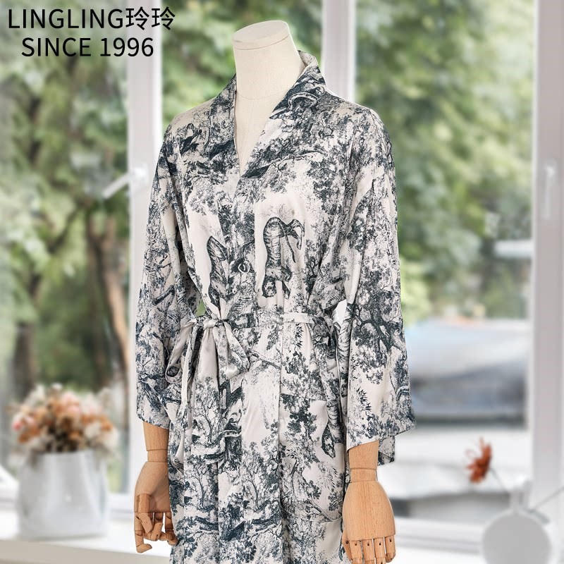 玲玲家居服美容院用客人服睡袍丝缎浴衣浴裙皮肤管理睡衣睡裙