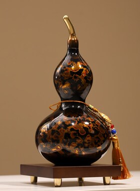 平安福禄非遗大漆全铜葫芦摆件高档家居客厅博古架酒柜招财装饰品