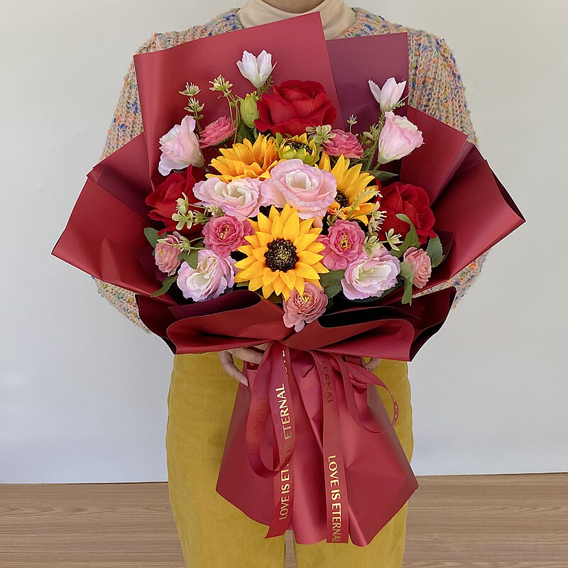 向日葵仿真花束舞台颁奖演讲献花年会毕业假花交车拍照道具手捧花