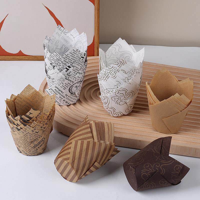 ins风郁金香纸杯蛋糕纸杯50只马芬杯麦芬耐高温火焰杯点心纸托大