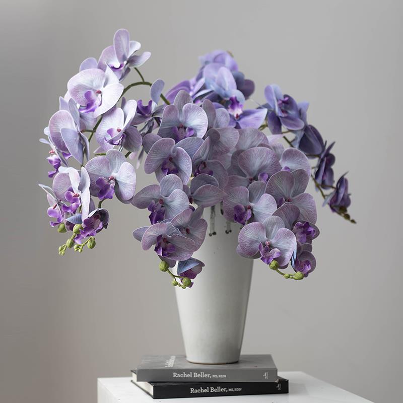 紫色系蝴蝶兰仿真花单支兰花假花塑料花艺餐桌摆件插花永生花花艺