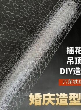 鸡笼网六角网婚庆吊顶瀑布玫瑰插花花艺拧花网造型网圣诞树铁丝网