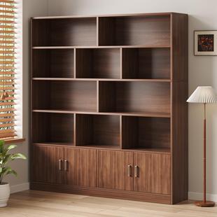 实木书架落地收纳柜子客厅靠墙置物架办公室文件柜展示柜书架柜子