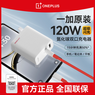 一加原装双口120W全能充套装GaN氮化镓充电器一加13/12/11手机 Ace3/V/2Pro超级闪充100W便携笔记本PD65W快充