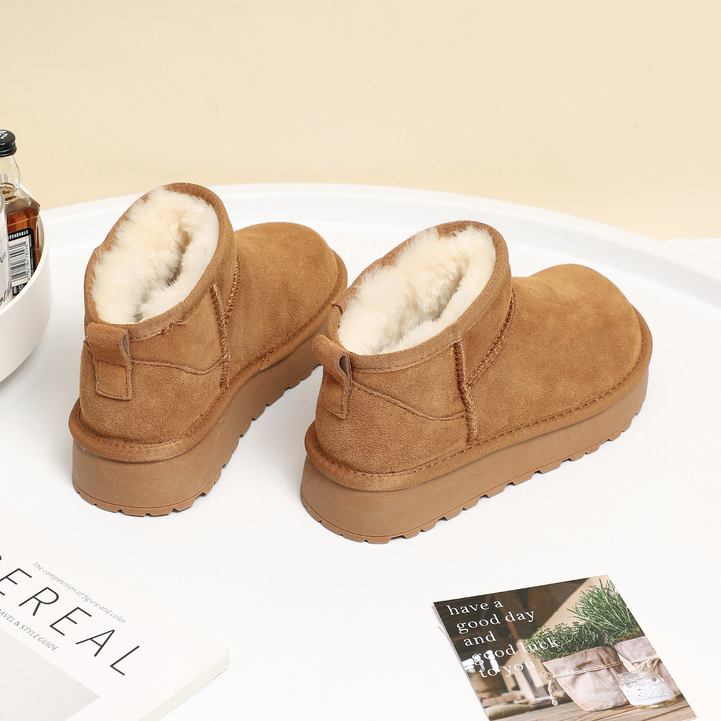 真皮全羊毛雪地靴女2025冬季新款厚底防滑套筒短靴加厚保暖大棉鞋,女鞋,时尚雪地靴,淘宝优惠券,粉丝福利购,淘宝优惠卷