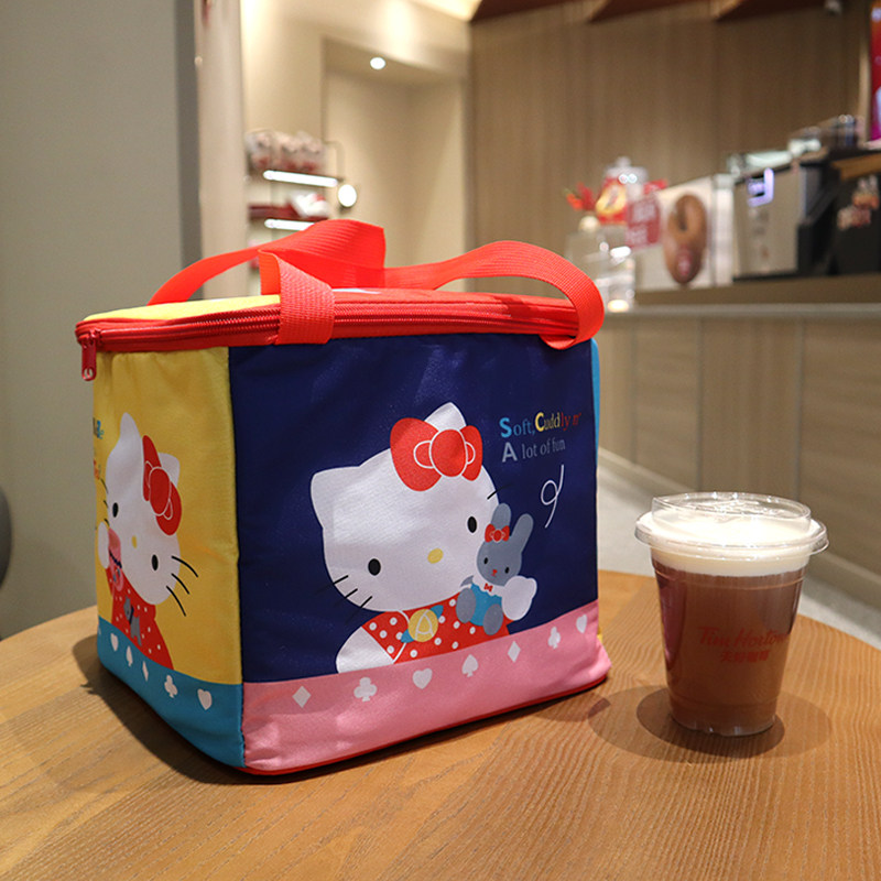 新款可爱kitty猫拼色大容量户外多功能保温保冷袋冰包便携手提袋,收纳整理,保温包,淘宝优惠券,粉丝福利购,淘宝优惠卷