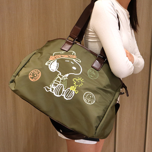 日系潮牌卡通史努比小狗超大容量收纳包手提斜挎长途出行旅行包