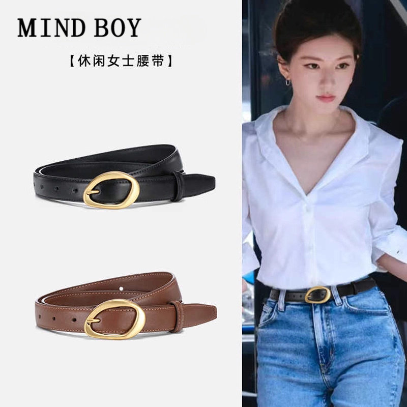 MIND BOY玫瑰同款真皮皮带女2026年新款配牛仔裤腰带高级感春夏季