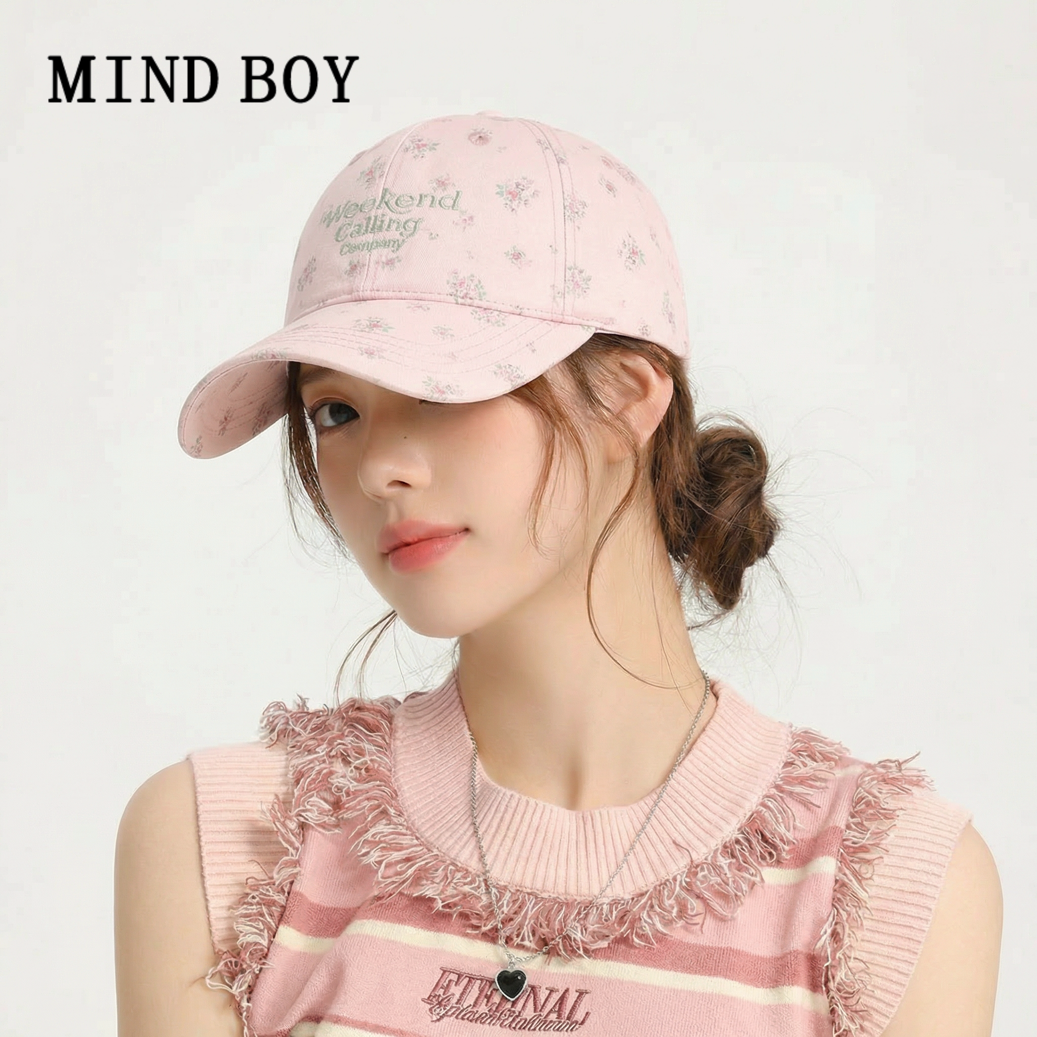 MIND BOY韩国清新小碎花棒球帽甜美显脸小鸭舌帽遮阳帽子春夏女生