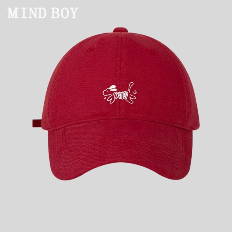 MIND BOY显脸小棒球帽女宽帽檐大头围红色鸭舌帽百搭遮阳防晒帽子
