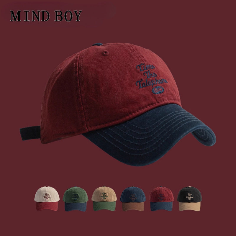 MIND BOY日本设计师联名款棒球帽子撞色刺绣鸭舌帽户外运动遮阳帽