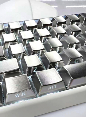 银色机械键盘帽原厂高度金属质感侧刻透光wooting60he迈从ace68