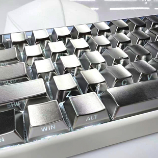 银色机械键盘帽原厂高度金属质感侧刻透光wooting60he迈从ace68