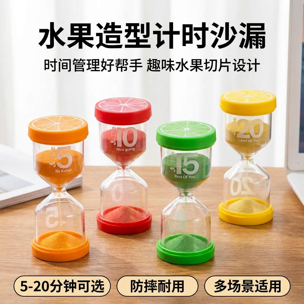 安全塑料防摔沙漏水果沙漏计时器桌面摆件