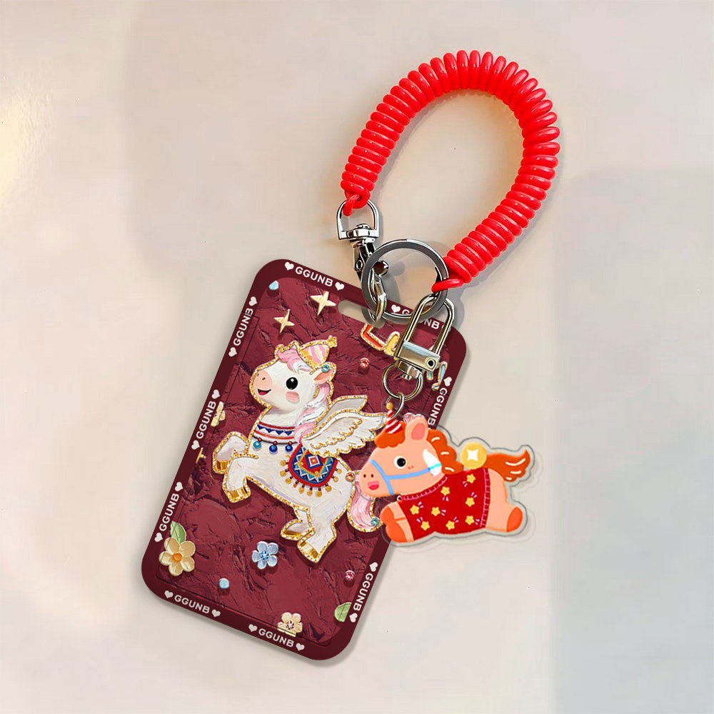 酒红底油画彩花翅膀白马感应卡套学生滑盖卡套饭卡地铁电瓶车小区卡包学生卡公交卡身份证件,文具电教/文化用品/商务用品,卡套/证件套,淘宝优惠券,粉丝福利购,淘宝优惠卷