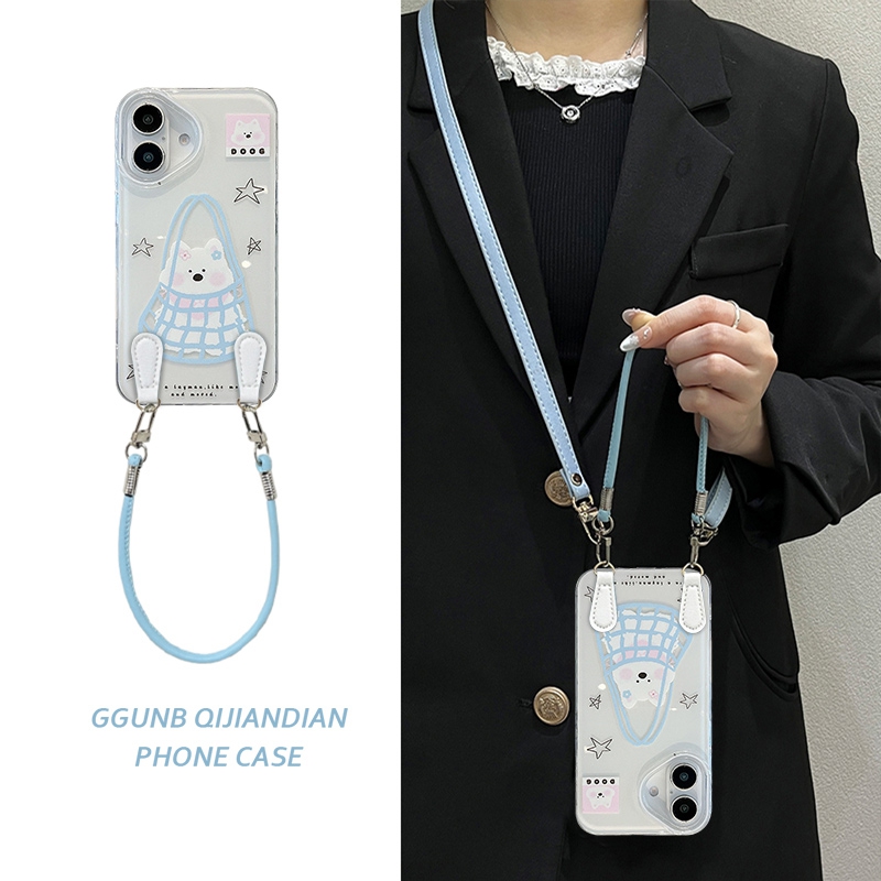 网兜小白狗适用vivox300pro手机壳x200/100高级90保护套x80/70简约s20/19小众18/17防摔s16软15