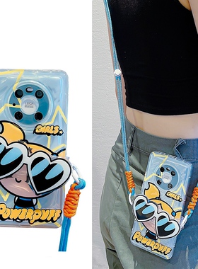 Q版飞天小女警墨镜背夹适用华为nova10pro手机软壳p50e/p40日韩mate50/30/20创意p30/p20防摔9se/8/7/6/5/4女