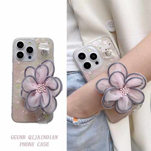 梦幻贝壳纹郁金香花朵腕带适用华为荣耀90pro手机壳畅享20plus防摔80/60se/50/V40创意x40/x30i/x20se软20女9