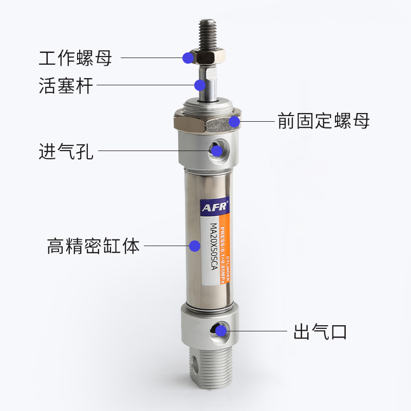 小型气缸迷你气缸带磁MA16X10/20/25S/30/40SU/50SU/75SCA/100SCM 标准件/零部件/工业耗材 气缸 原图主图