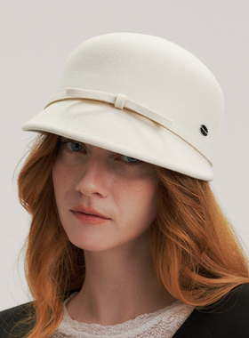 CHUNISLET纯屿 蝴蝶结绑带羊毛气质渔夫帽秋冬保暖毛毡帽