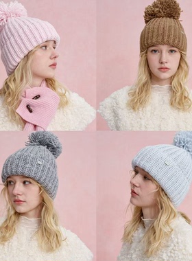 CHUNISLET纯屿 针织毛球帽秋冬保暖加绒百搭堆堆冷帽