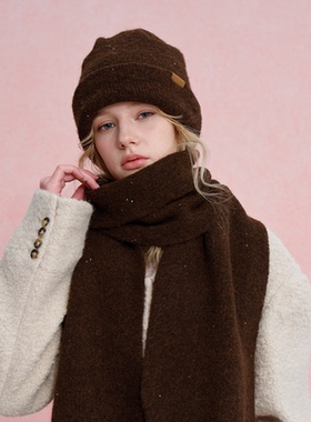 CHUNISLET纯屿 针织毛线帽围巾两件套女秋冬保暖加厚时尚百搭