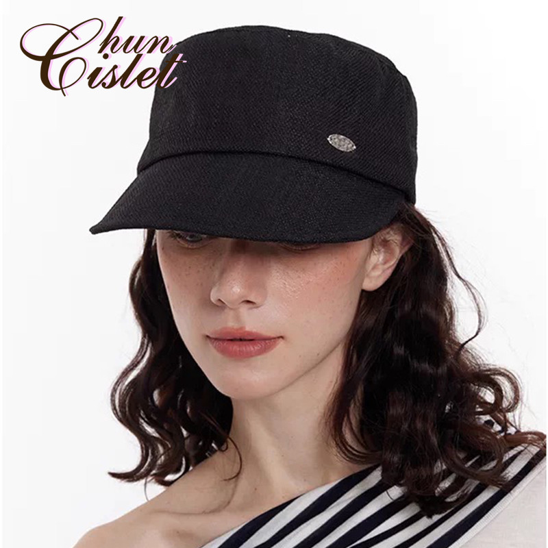 CHUNISLET纯屿 纯色棉麻春夏女防晒遮阳帽显瘦立挺气质风棒球帽