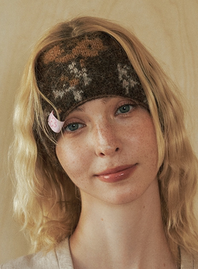 CHUNISLET纯屿 秋冬花纹羊毛简约百搭发带气质保暖发箍