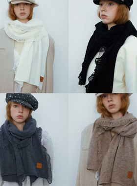 CHUNISLET纯屿 纯色流苏羊毛大流苏大披肩秋冬保暖品质气质围巾