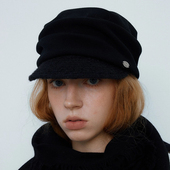 CHUNISLET纯屿 针织帽拼接褶皱女帽秋冬百搭保暖毛线针织贝雷帽