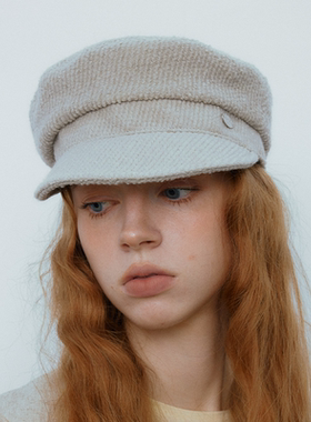CHUNISLET纯屿 纯色灯芯绒羊毛气质简约贝雷帽秋冬保暖画家帽