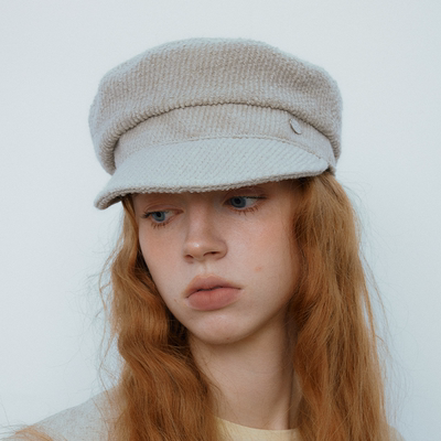 CHUNISLET纯屿 纯色灯芯绒羊毛气质简约贝雷帽秋冬保暖画家帽