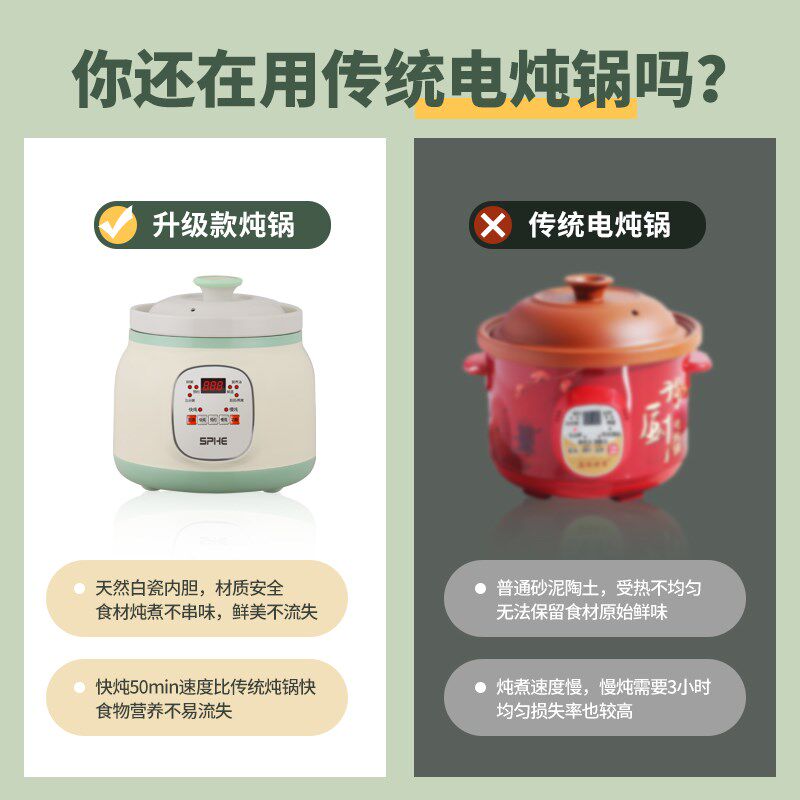 陶瓷电炖锅熬粥煮粥专用家用电汤锅全自动电砂锅煲汤炖汤锅电炖盅