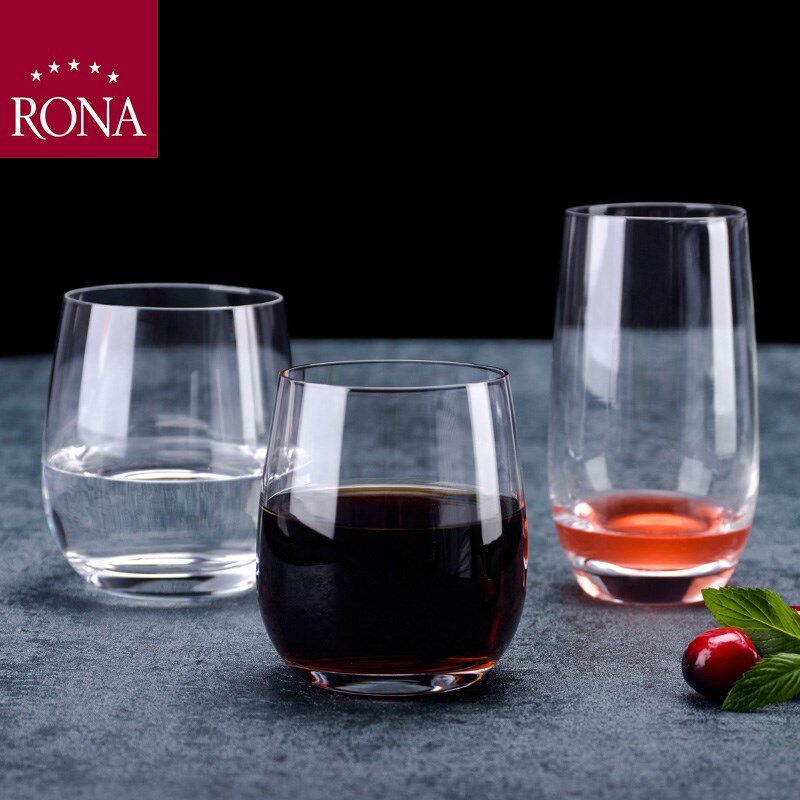 原装进口捷克Rona水晶威士忌杯玻璃直身果汁杯家用水杯牛奶杯茶杯