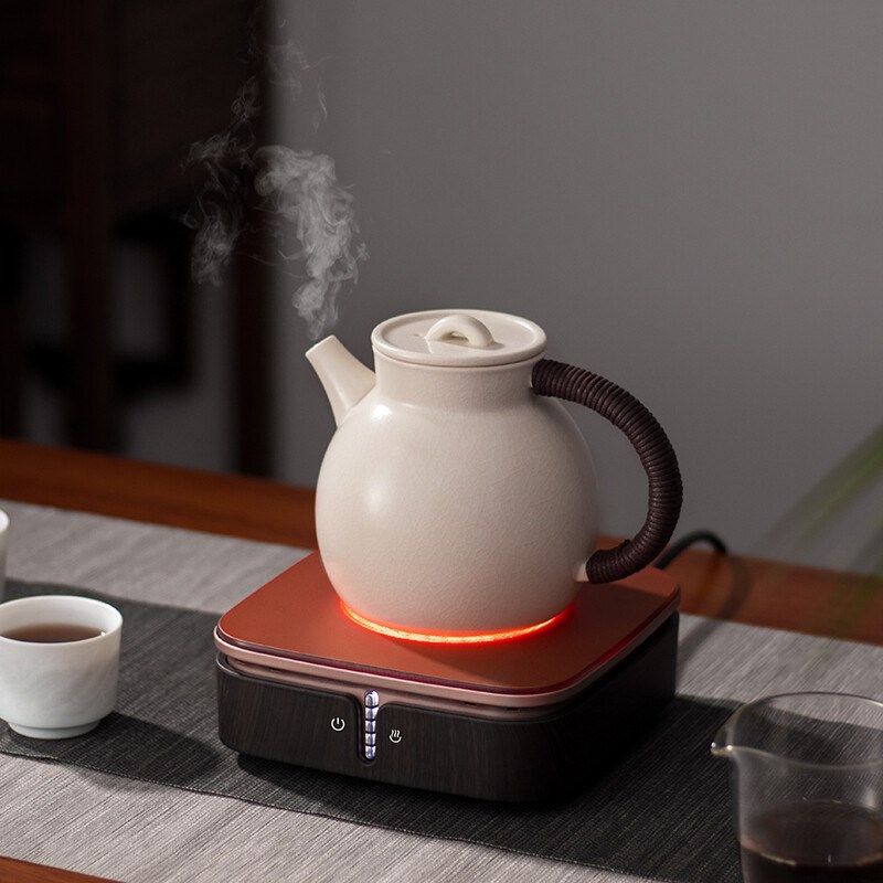 德茗堂猫眼二代电陶炉煮茶蒸茶器玻璃烧水壶家用小型电磁炉煮茶炉