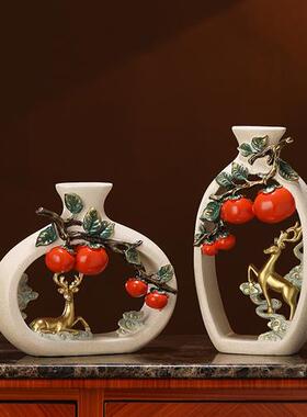 新中式摆件花瓶小假山禅意书房办公客厅隔断玄关电视酒柜装饰摆设