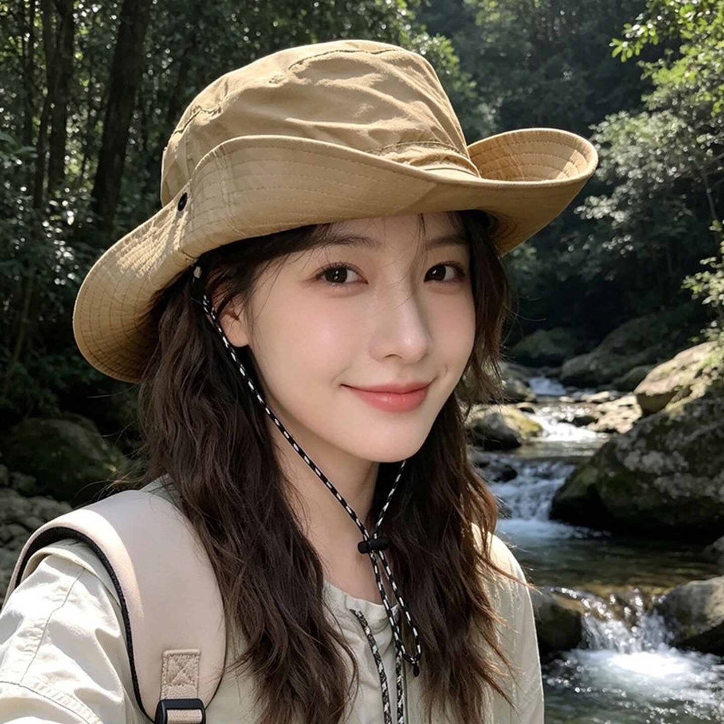 速干防水登山帽女黑色户外男透气遮阳防晒渔夫帽子可折叠徒步大檐
