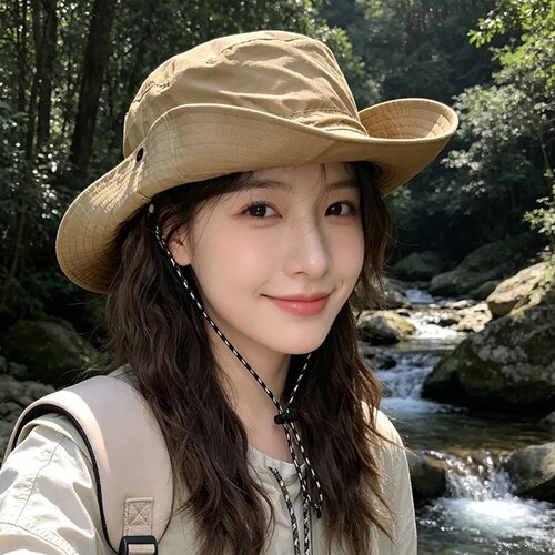 速干防水登山帽女黑色户外男透气遮阳防晒渔夫帽子可折叠徒步大檐