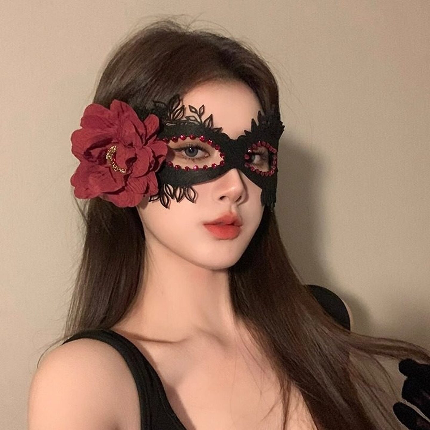 蒙面化妆舞会半脸面具女性感蕾丝镂空钩花遮面眼罩公主面罩眼罩女