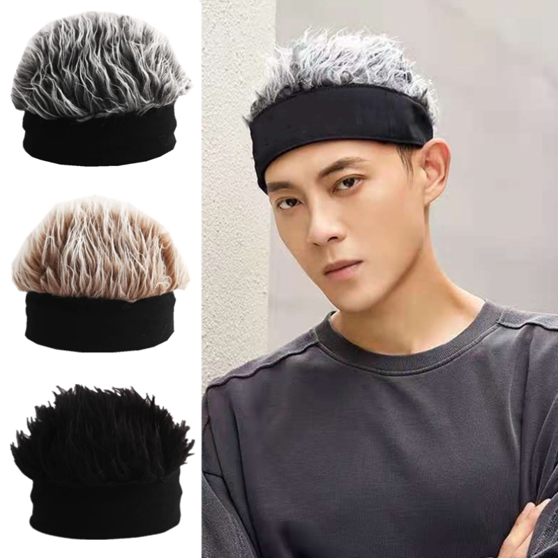 带头发的帽子男头发帽子一体假发男连帽头发时尚冬季扎头发鸭舌帽