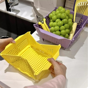 沥水篮水果篮多功能可折叠便携塑料大容量加高踮脚家用厨房洗菜盆