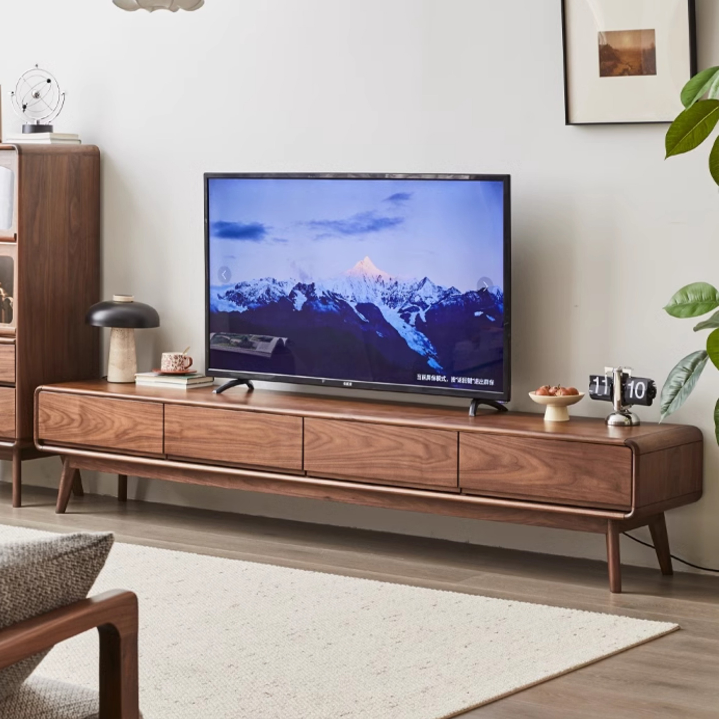 北美黑胡桃木电视柜全实木现代简约风茶几组合客厅地柜储物柜