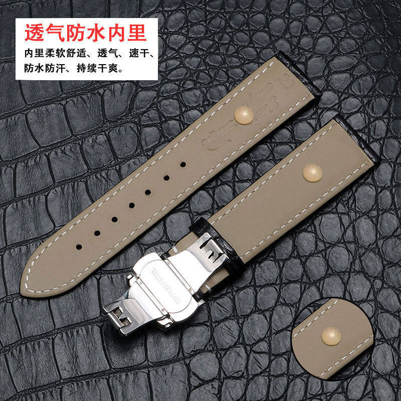 魔纹手表带真皮原装男女同款柔软美洲鳄鱼皮双按原厂蝴蝶扣表链20