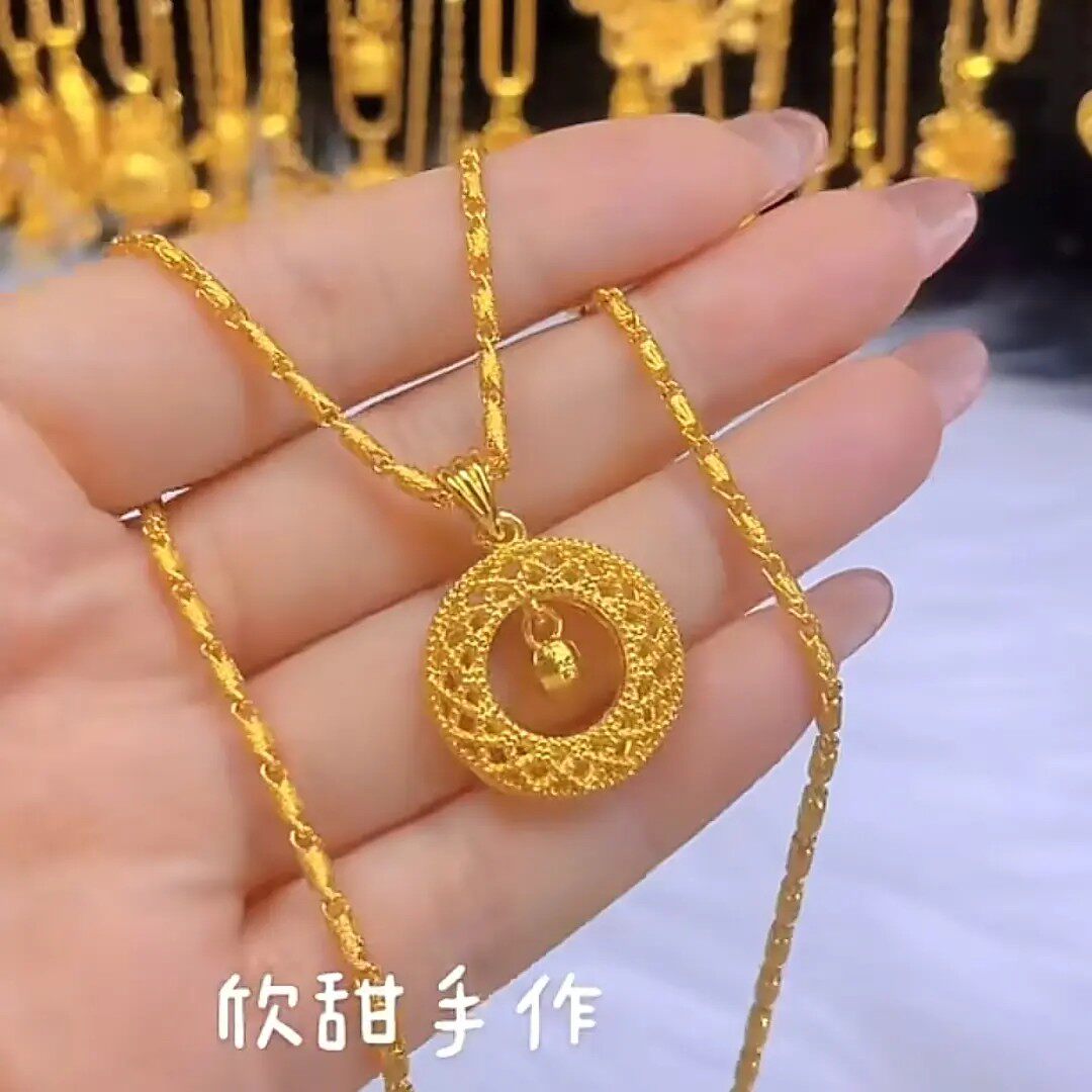 铜合金项链 2店竹节项链+平安扣吊坠时尚女款气质百搭锁骨链