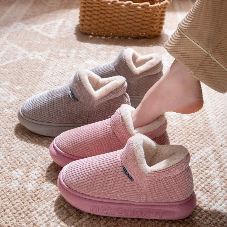 2025新款冬季棉鞋女士加绒加厚保暖防滑家居外穿高帮包跟棉拖鞋男
