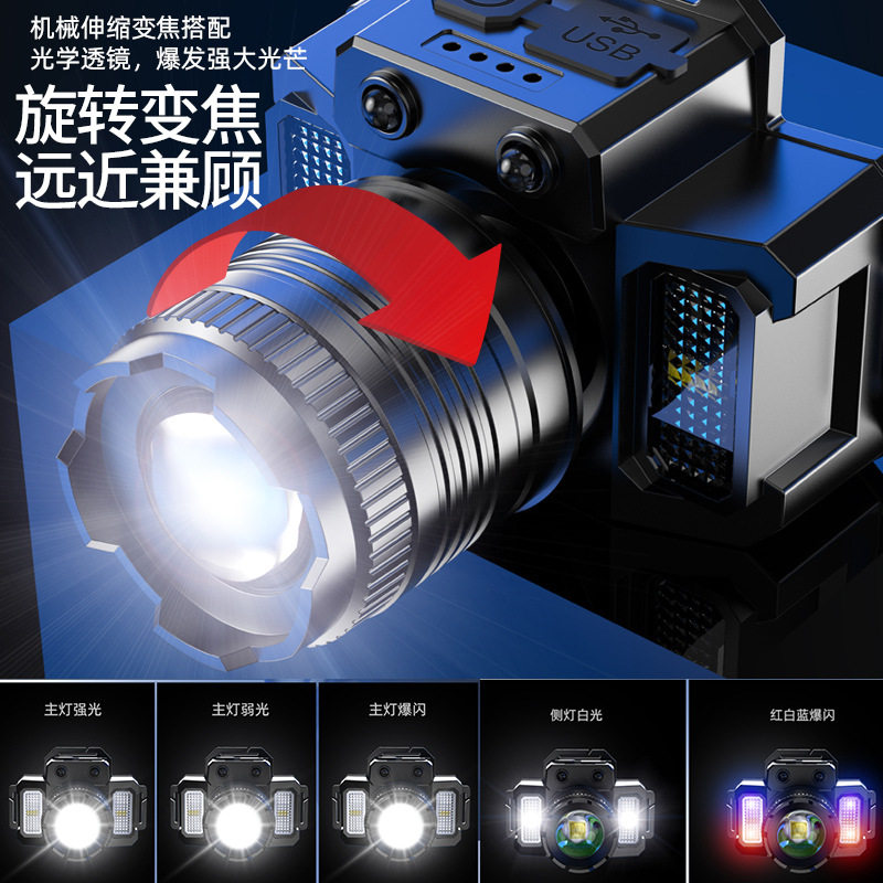 led感应头灯野外强光长续