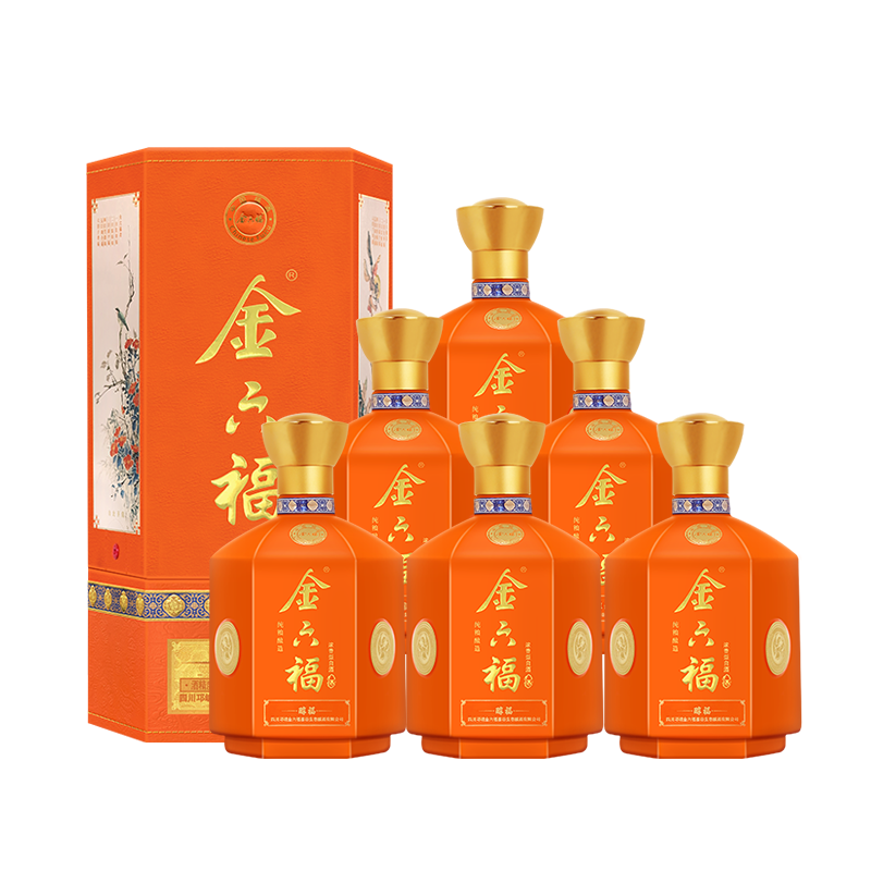金六福醇福52度浓香型白酒500ml*6整箱