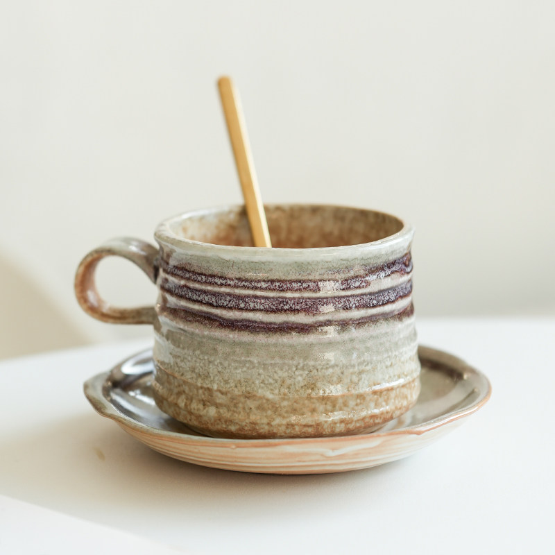 欧式复古异形侘寂风咖啡杯碟套装下午茶早餐陶瓷杯子高级感马克杯,餐饮具,咖啡杯,淘宝优惠券,粉丝福利购,淘宝优惠卷