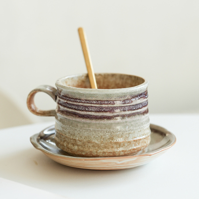 欧式复古侘寂风陶瓷咖啡杯碟套装