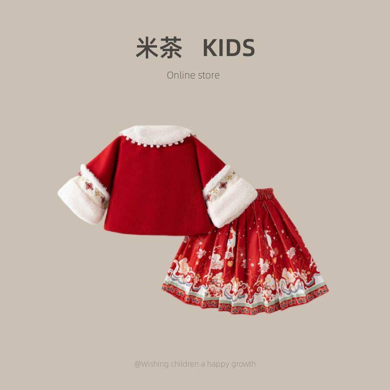 女童拜年服冬装新年衣服
